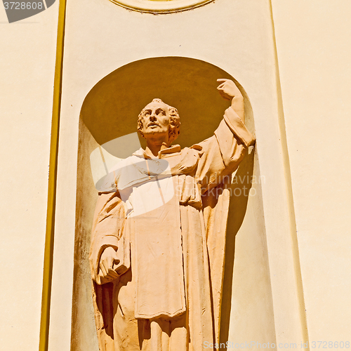 Image of monument statue  in old historical construction italy europe mil