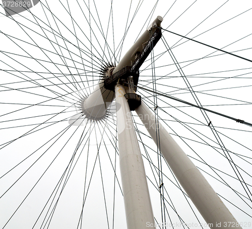 Image of london eye in the spring sky and white clouds
