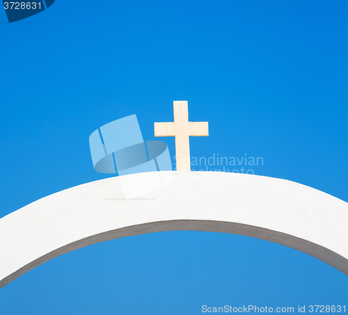 Image of in europe greece a cross the cloudy sky