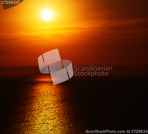 Image of in santorini    greece sunset and the sky mediterranean red sea