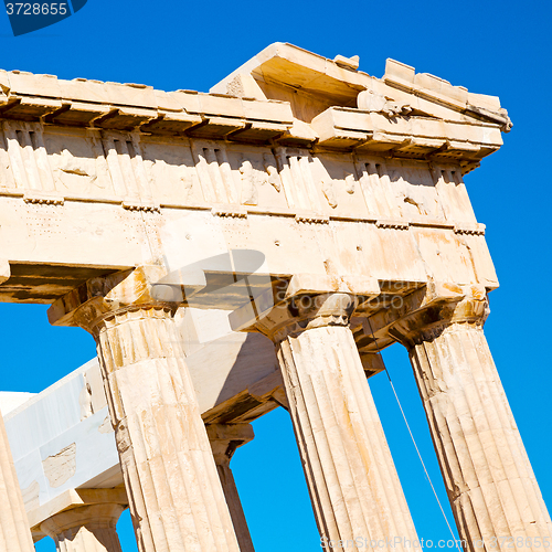 Image of historical   athens in greece the old architecture and historica