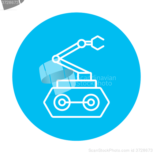 Image of Industrial mechanical robot arm line icon.