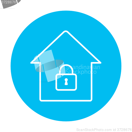 Image of House with closed lock line icon.