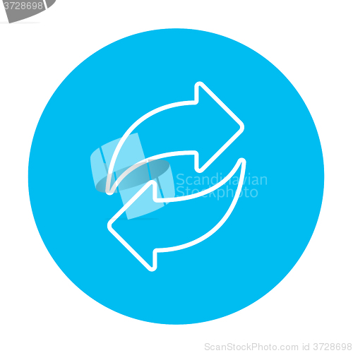Image of Two circular arrows line icon.