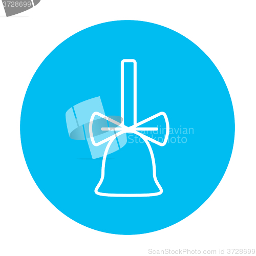 Image of School bell with ribbon line icon.