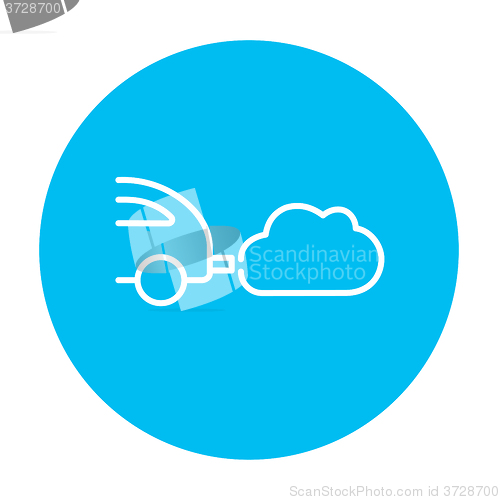 Image of Car spewing polluting exhaust line icon.