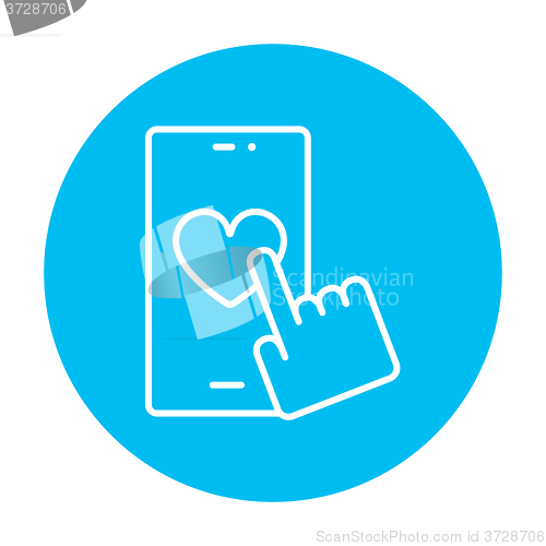 Image of Smartphone with heart sign line icon.