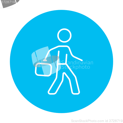Image of Businessman walking with briefcase line icon.