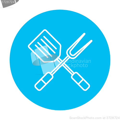 Image of Kitchen spatula and big fork line icon.