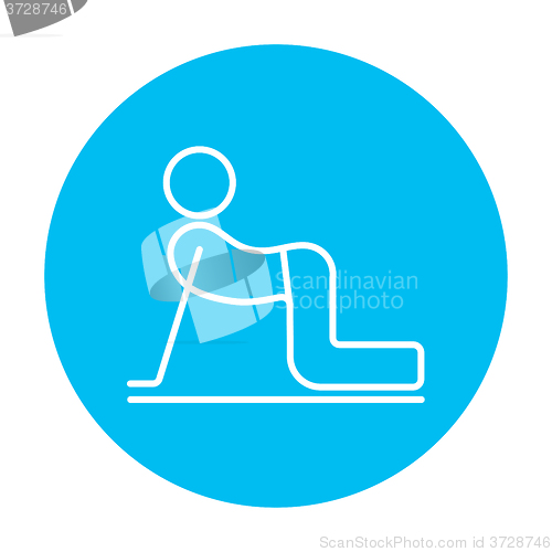 Image of Man practicing yoga line icon.