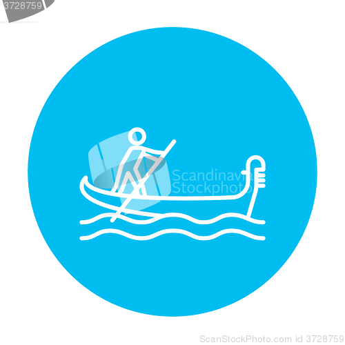 Image of Sailor rowing boat line icon.