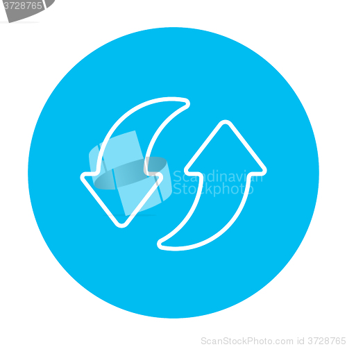 Image of Two circular arrows line icon.