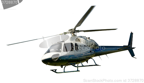 Image of Helicopter in flight isolated against white