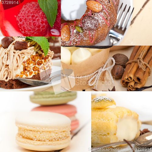Image of fresh dessert cake collage 