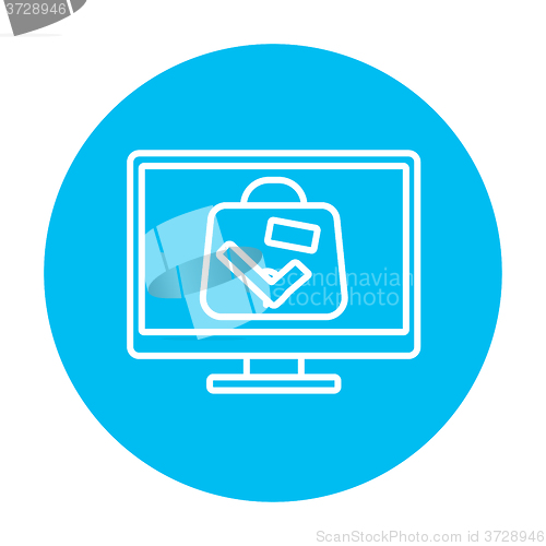 Image of Suitcase at x-ray airport scanner line icon.