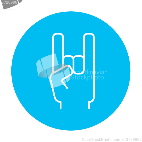 Image of Rock and roll hand sign line icon.