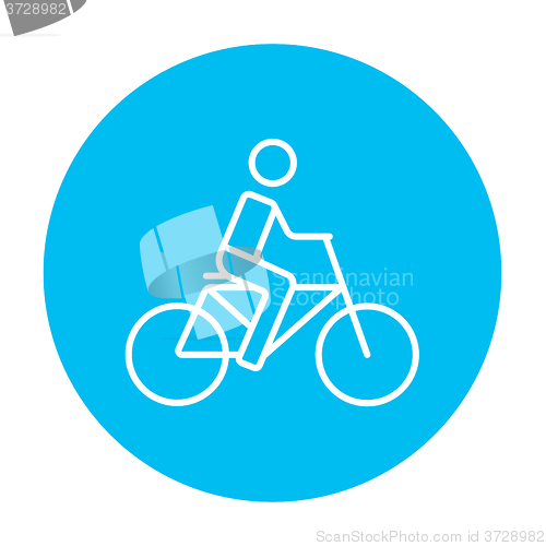 Image of Man riding bike line icon.