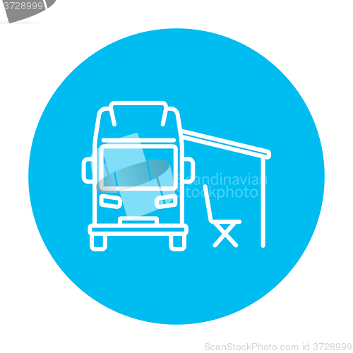 Image of Motorhome with tent line icon.