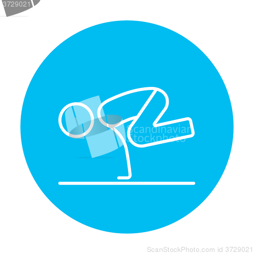Image of Man practicing yoga line icon.