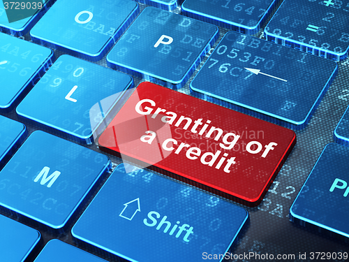 Image of Banking concept: Granting of A credit on computer keyboard background