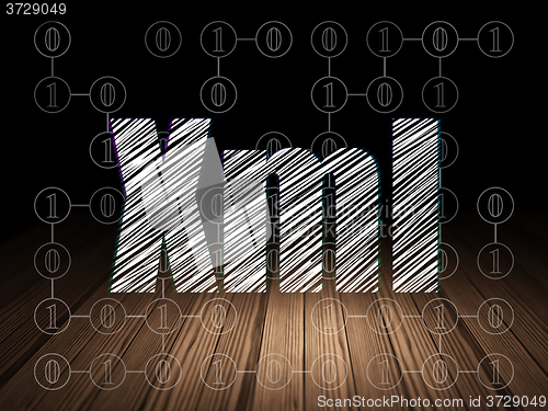 Image of Database concept: Xml in grunge dark room