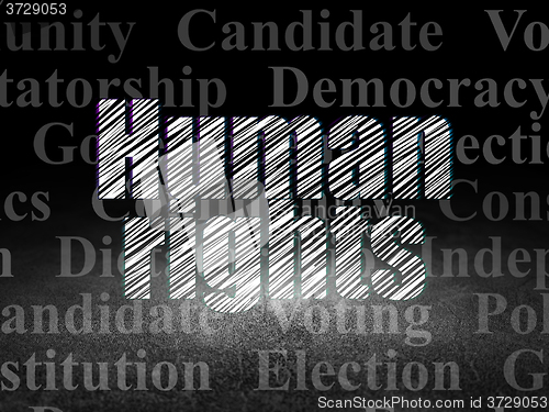 Image of Politics concept: Human Rights in grunge dark room