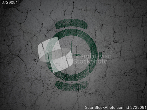 Image of Timeline concept: Hand Watch on grunge wall background