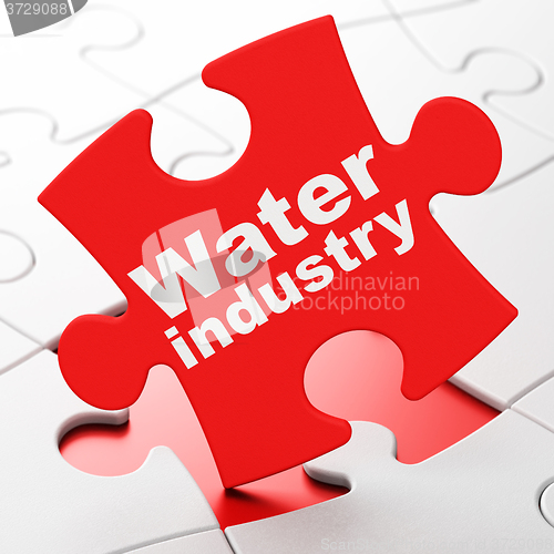 Image of Industry concept: Water Industry on puzzle background