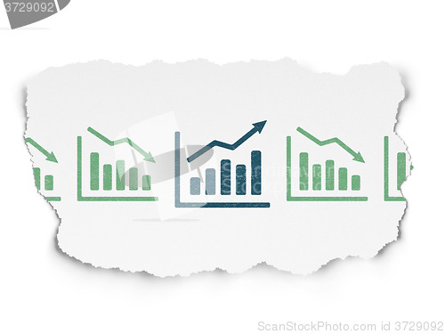 Image of Finance concept: growth graph icon on Torn Paper background