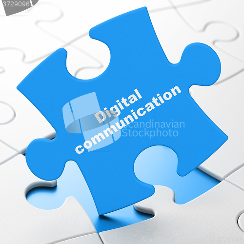 Image of Information concept: Digital Communication on puzzle background