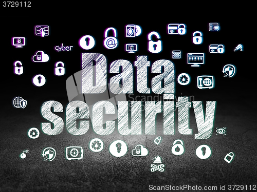 Image of Privacy concept: Data Security in grunge dark room