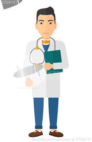 Image of Doctor with stethoscope and file.