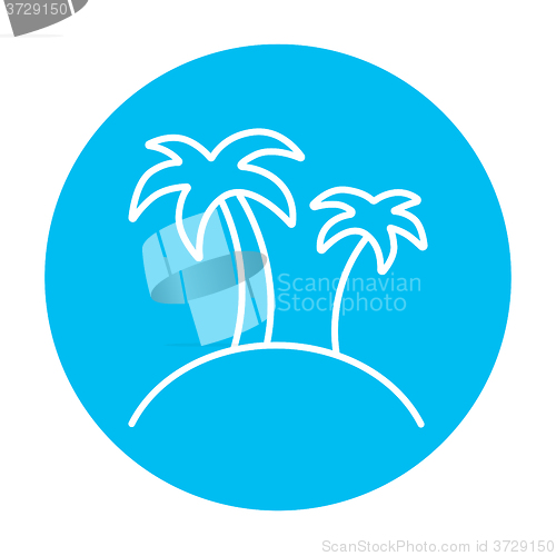 Image of Two palm trees on island line icon.