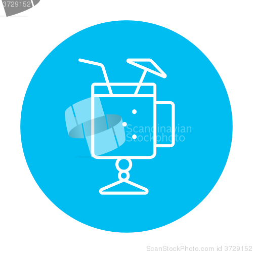 Image of Glass with drinking straw and umbrella line icon.