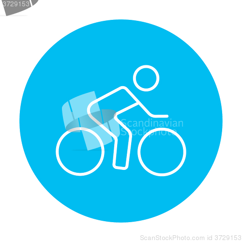Image of Man riding  bike line icon.