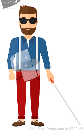 Image of Blind man with stick.