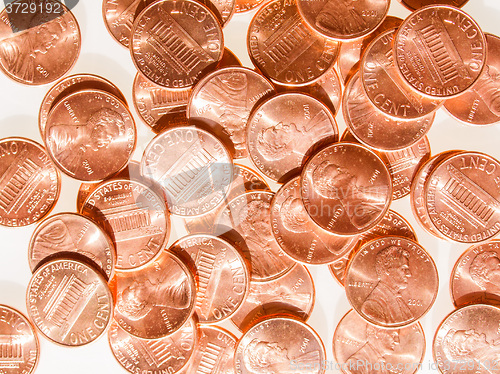 Image of Retro look Dollar coins 1 cent wheat penny cent