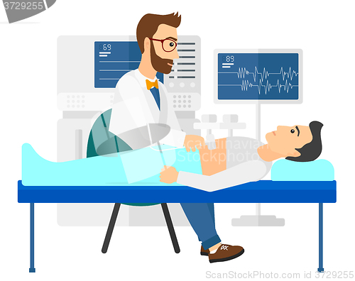 Image of Patient under ultrasound examination.