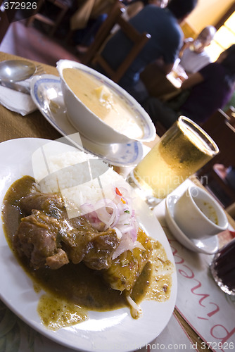 Image of seca de rez and sopa pescado almuerzo lima peru restaurant