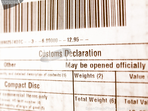 Image of  Customs declaration vintage