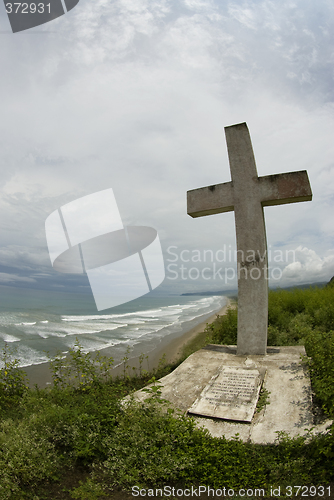 Image of large cross of white star of the sea church ecuador