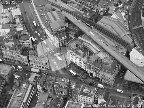 Image of Black and white Aerial view of London