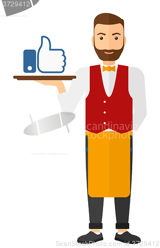 Image of Waiter with like buttone.