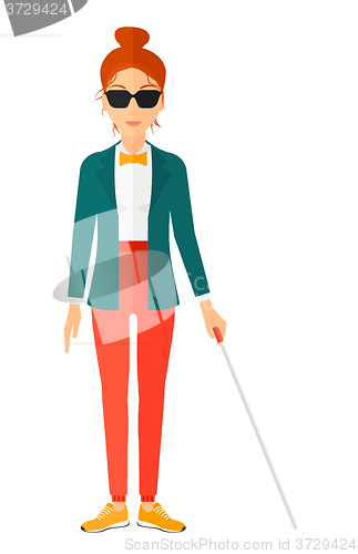 Image of Blind woman with stick.