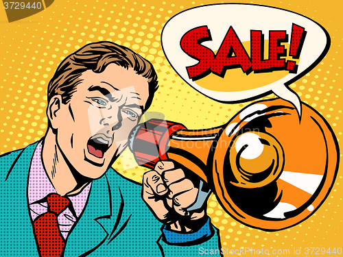 Image of Agitator with megaphone announces sale