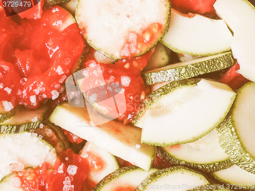 Image of Retro looking Zucchini with tomato
