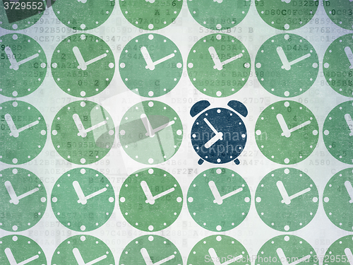 Image of Time concept: alarm clock icon on Digital Paper background