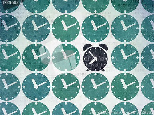 Image of Time concept: alarm clock icon on Digital Paper background