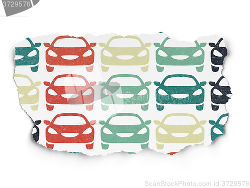 Image of Tourism concept: Car icons on Torn Paper background