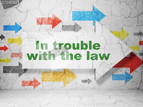 Image of Law concept: arrow with In trouble With The law on grunge wall background